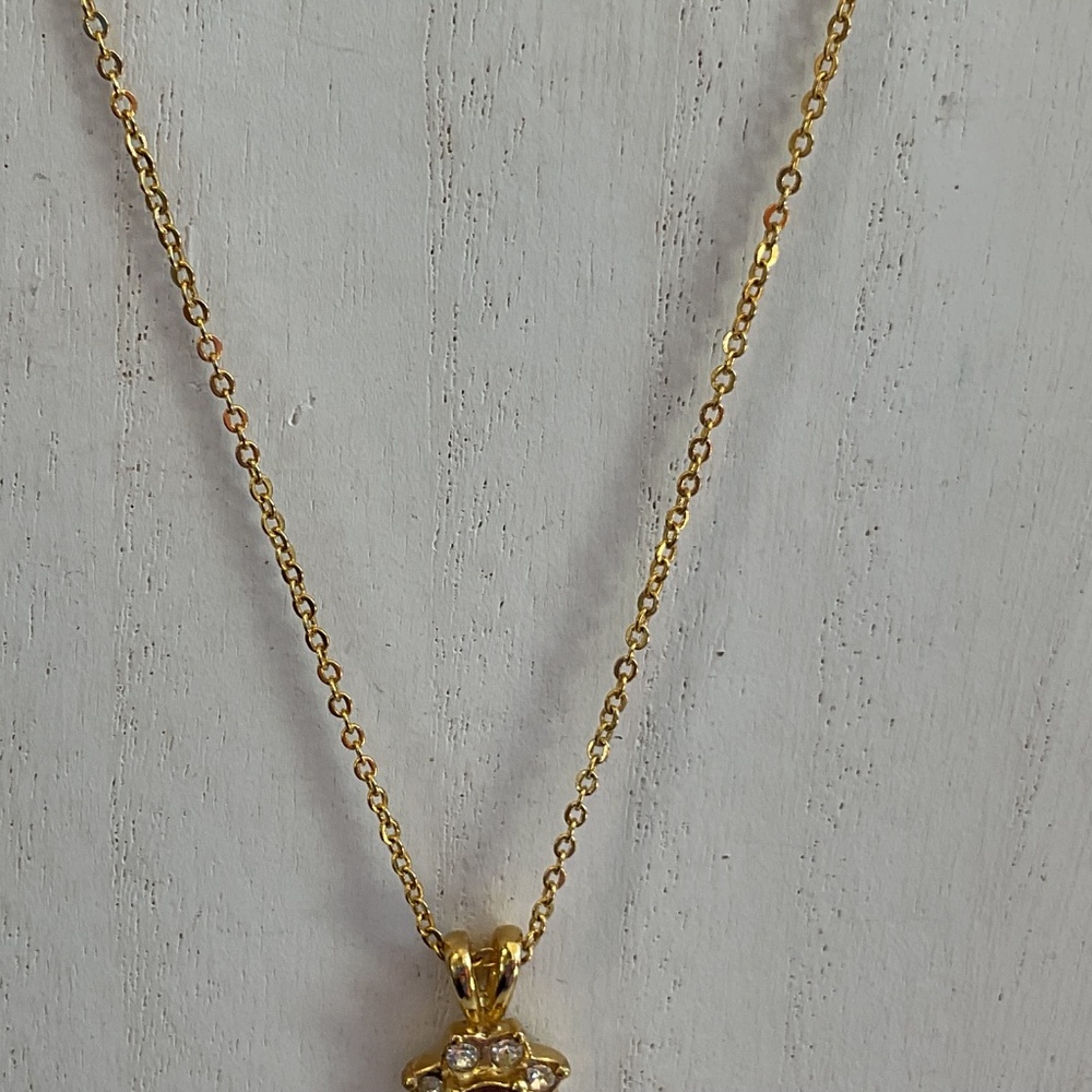 Amethyst pendant necklace dainty gold link chain floral design 18” - Picture 4 of 10